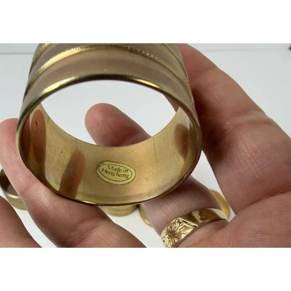 Round Brass Napkin Rings Vintage Home Decor Set Of 8